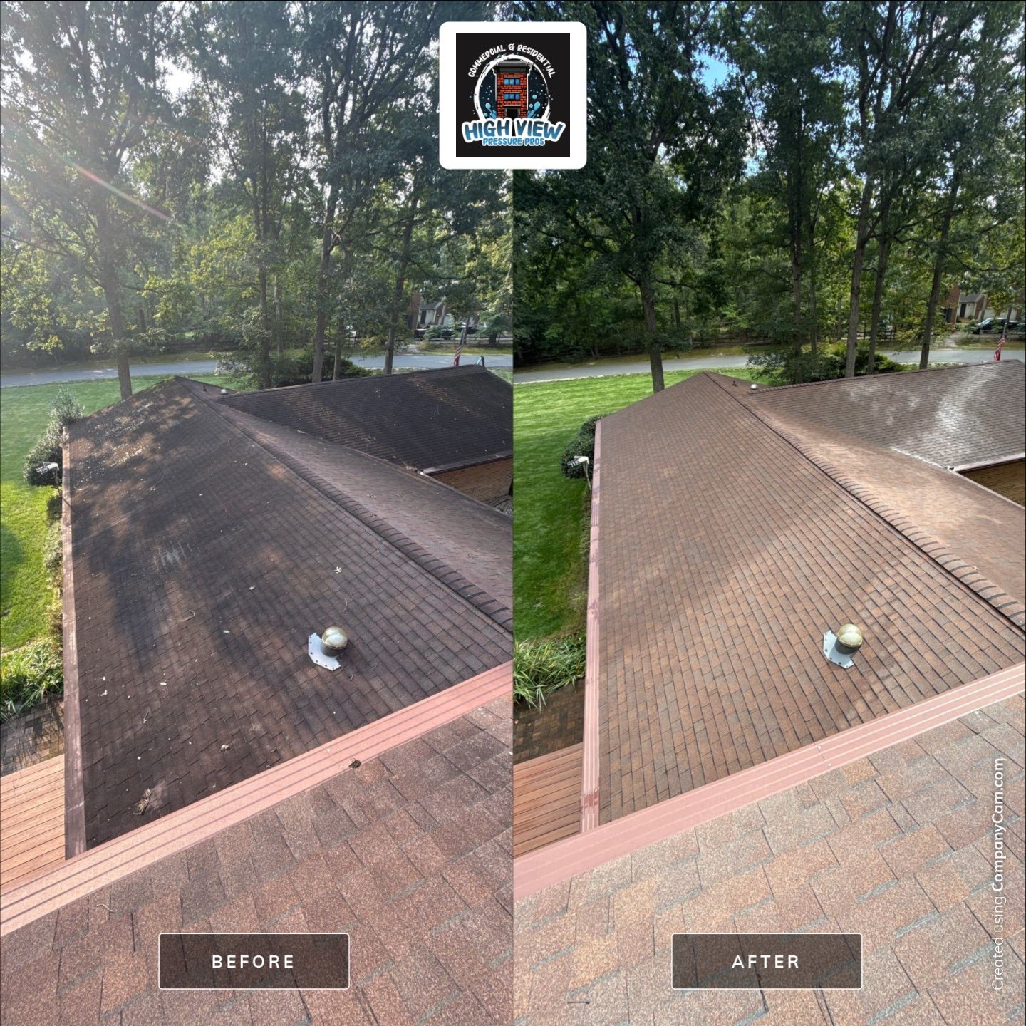 Roof Washing in Woodbridge, VA – Algae, Moss & Lichen Removal on 1978 Shingle Roof